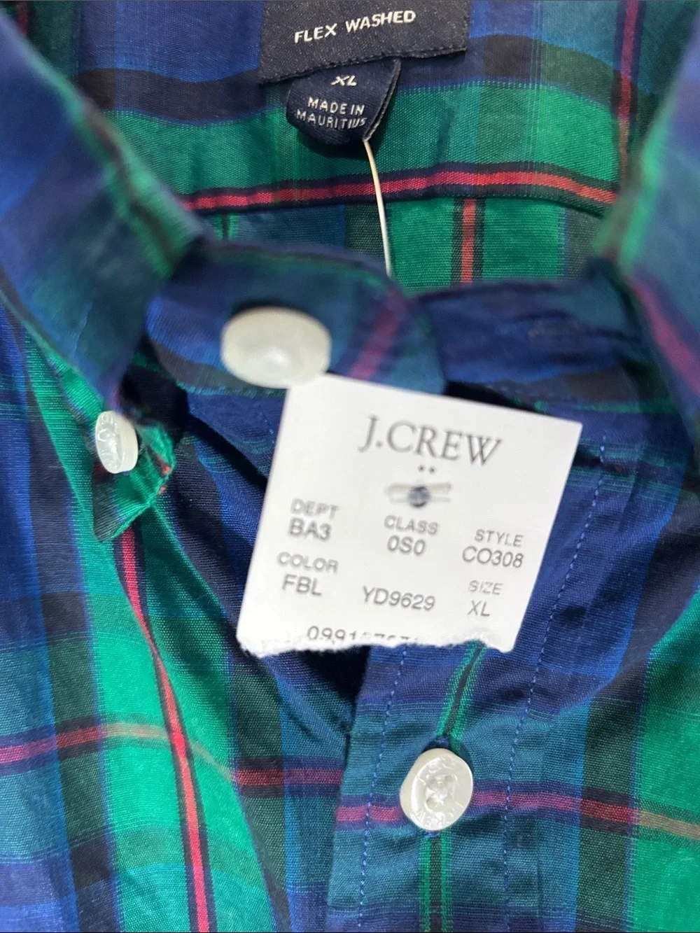NWT J. Crew Men’s XL Classic Fit Flex Washed Tartan Plaid Button-Down Shirt